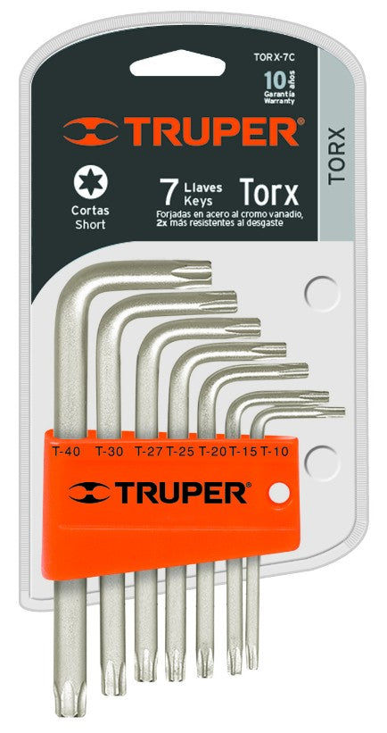 Truper TORX-7C Juego de llaves Torx, 7 piezas con organizador