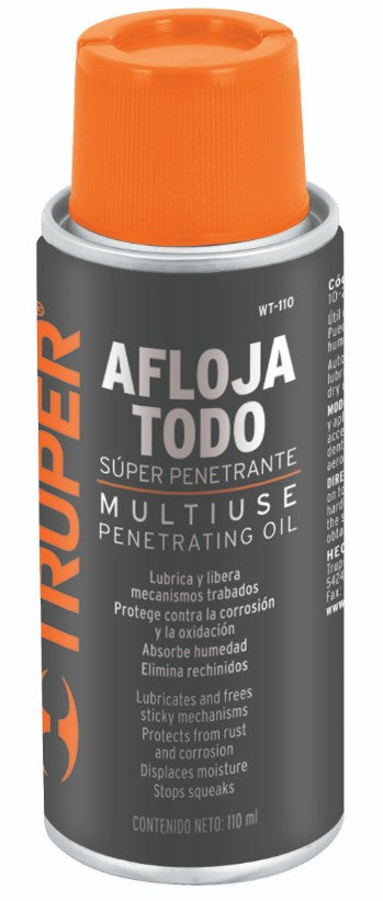 Truper WT-110 Aceite multiusos en aerosol, 110ml (4oz)